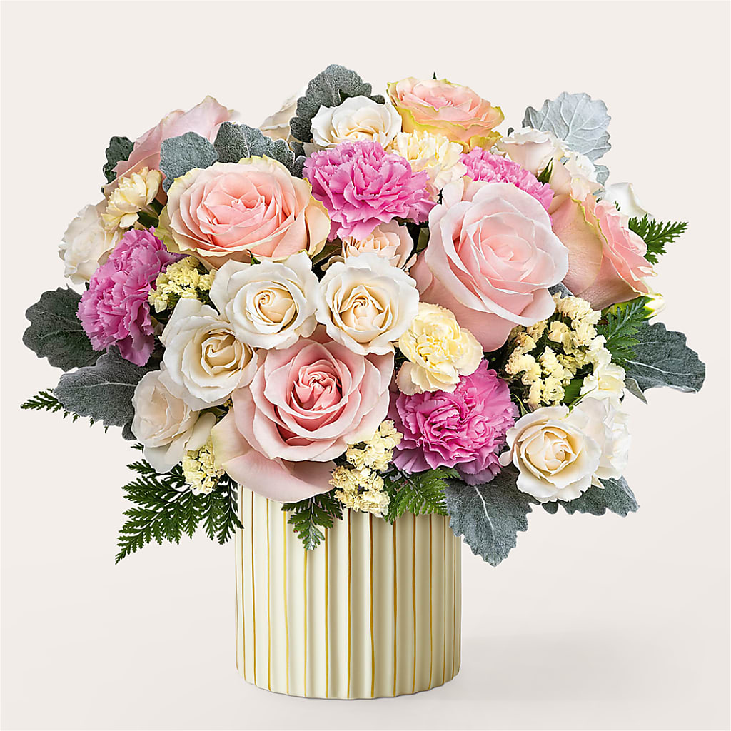 Blissful Moments Bouquet with Ivory Vase – Burns Florist, Hanceville AL