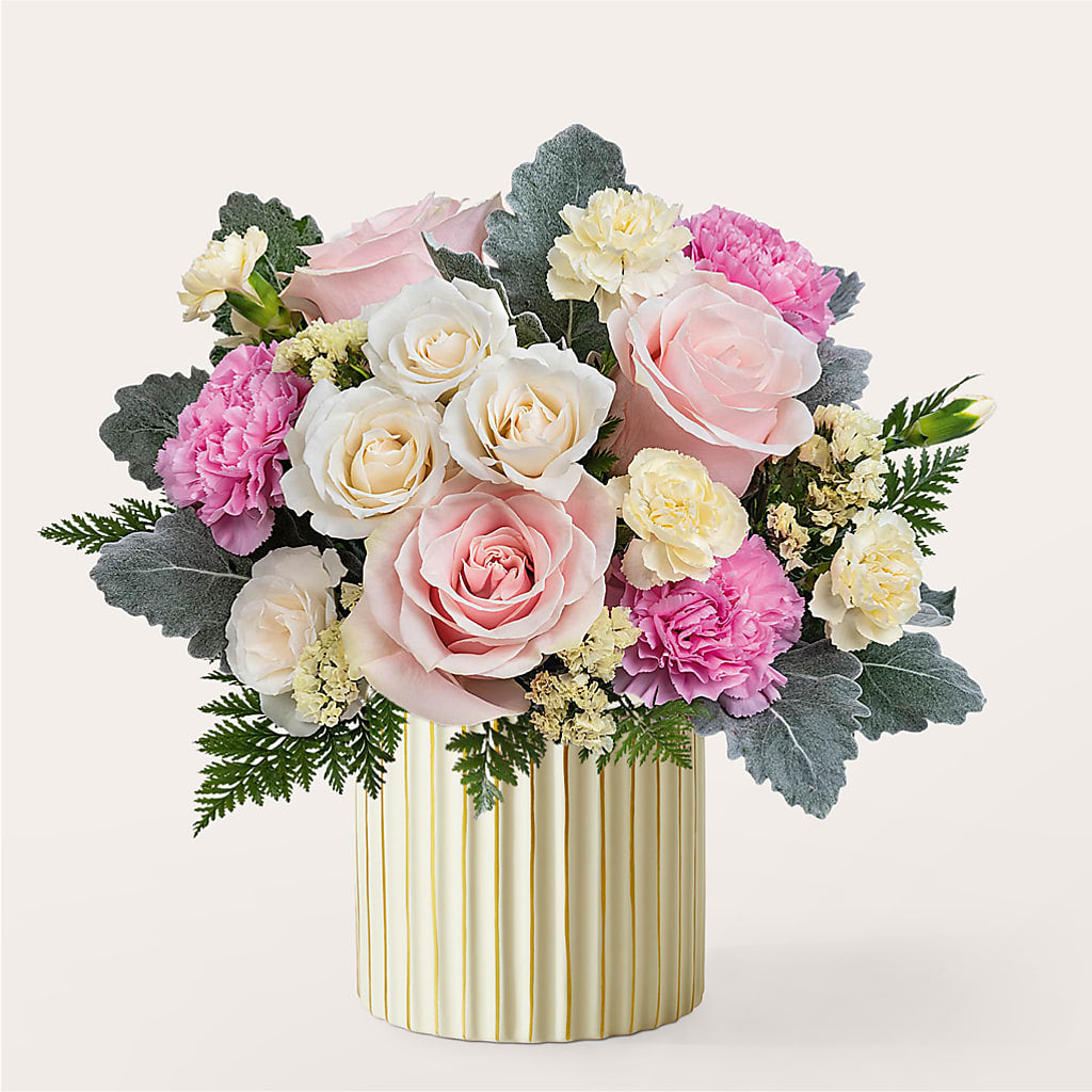 Blissful Moments Bouquet with Ivory Vase – Burns Florist, Hanceville AL