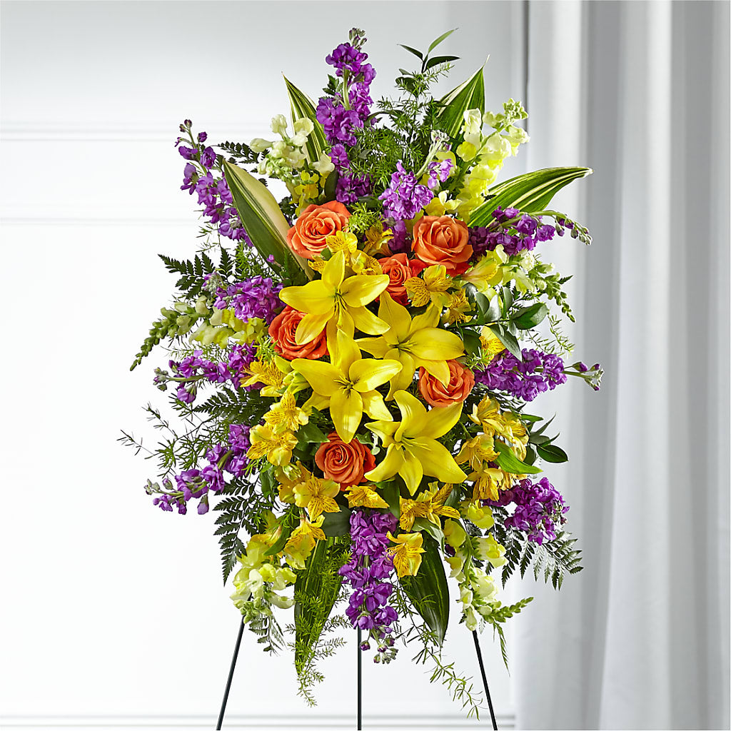 Thoughtful Prayers Standing Spray – Burns Florist, Hanceville AL
