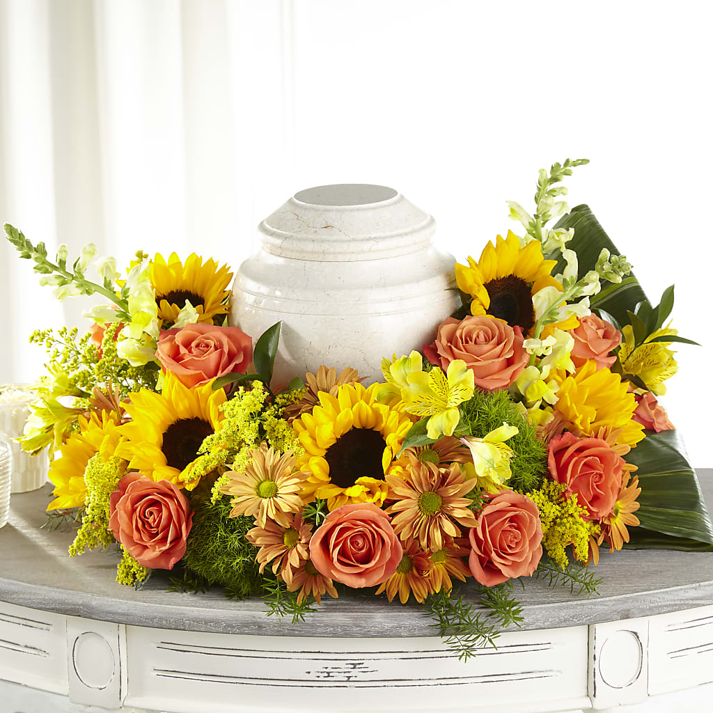 Faithful Sunflower Cremation Adornment – Burns Florist, Hanceville AL