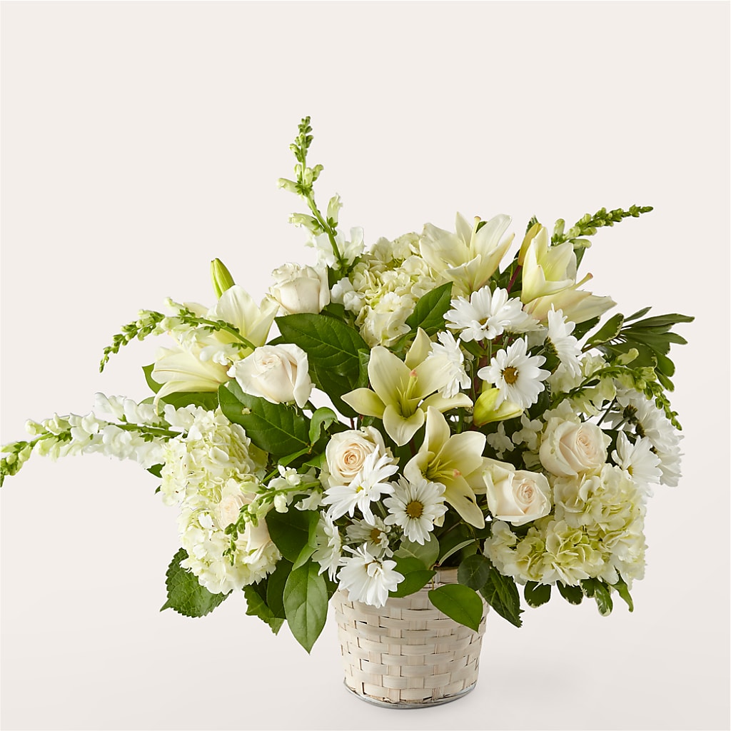 Ivory Elegance Floral Basket – Burns Florist, Hanceville AL