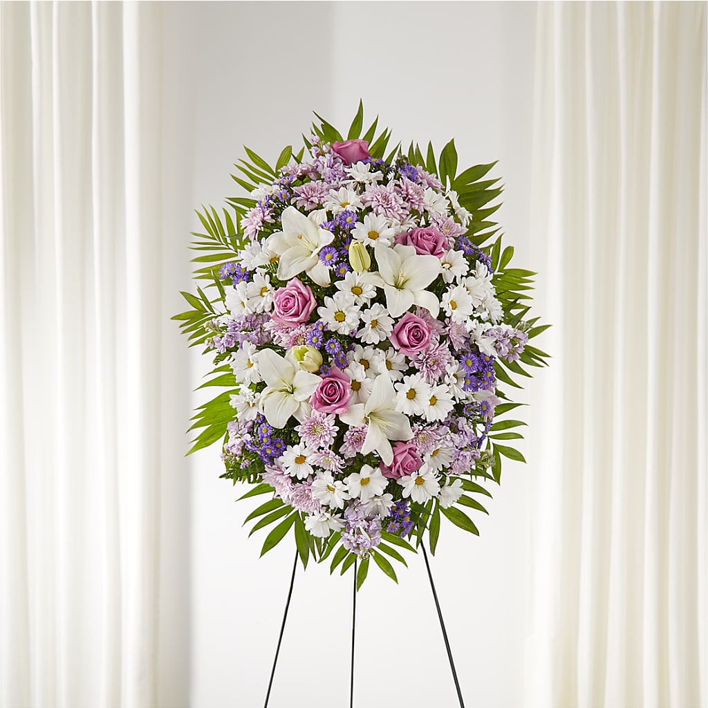 Surrounded by Love Standing Spray – Burns Florist, Hanceville AL