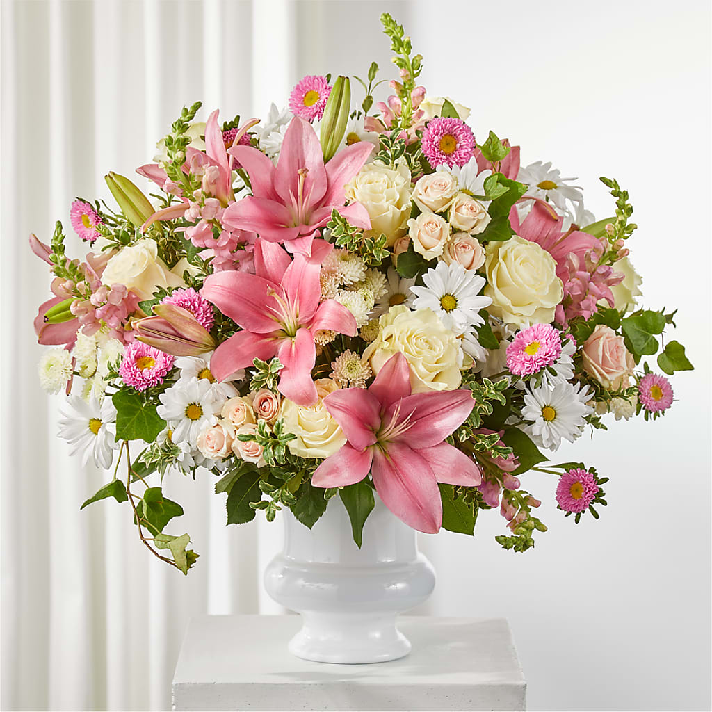 Empathetic Blooms Urn Arrangement – Burns Florist, Hanceville AL