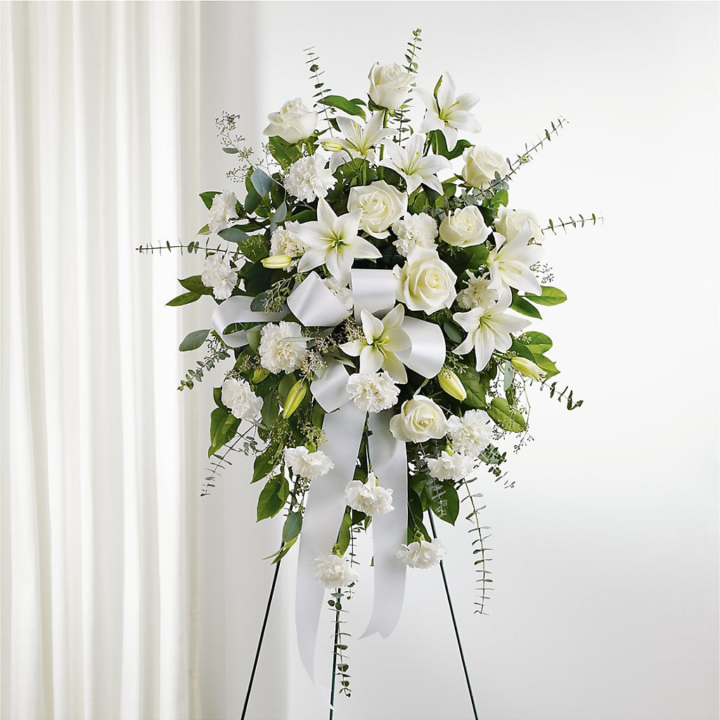 With Care Standing Spray – Burns Florist, Hanceville AL
