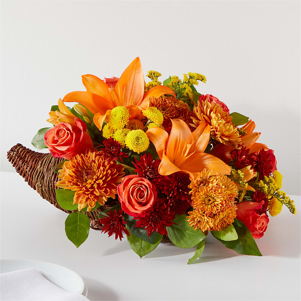 Bouquet of Blessings Cornucopia – Burns Florist, Hanceville AL