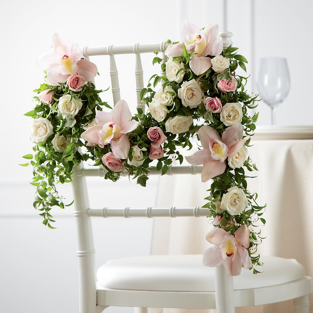 Orchid Rose Chair Décor – Burns Florist, Hanceville AL