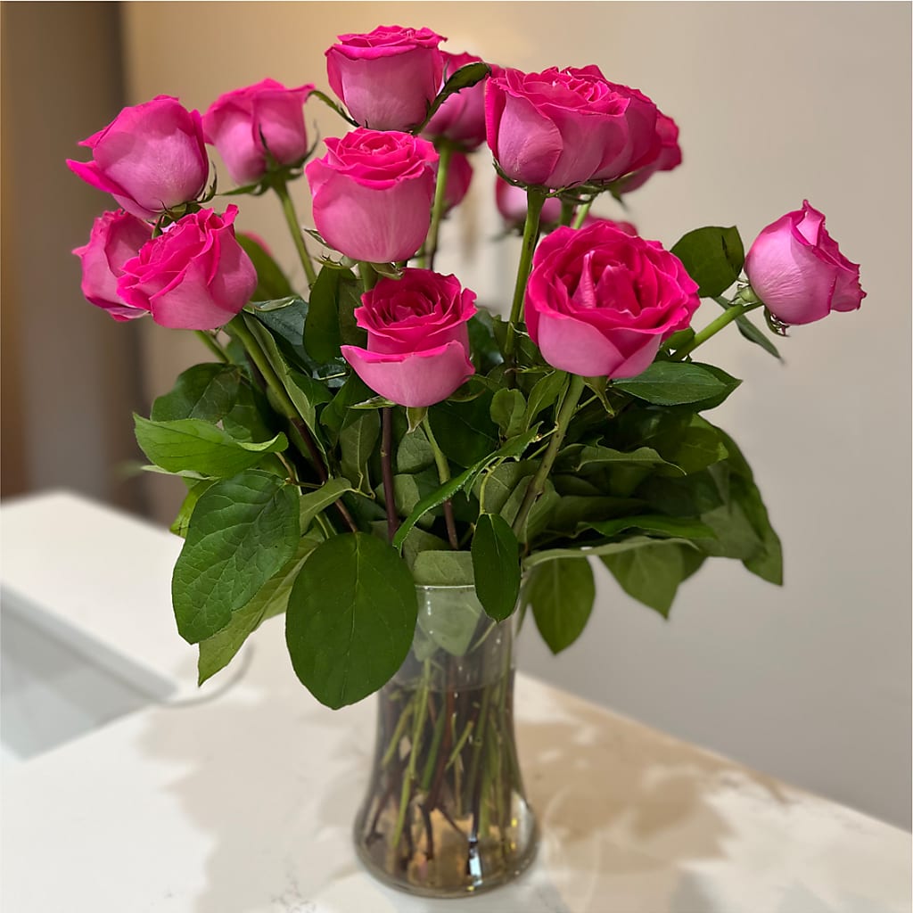 Long Stem Pink Rose Bouquet –  Burns Florist, Hanceville AL