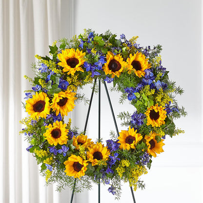 Bright Rays Wreath –  Burns Florist, Hanceville AL